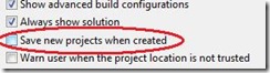 Save new projects when created tools option