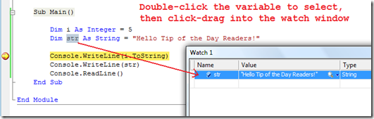 Dragging Variables into Watch Window