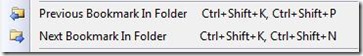 Bookmarks in folders commands