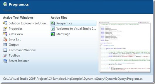 IDE Navigator in Visual Studio 2008