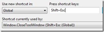 Window.CloseToolWindow command bound to Shift+ESC