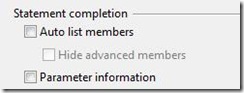 statement completion options unchecked
