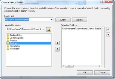 Choose Search Folders Dialog