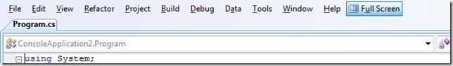 Visual Studio in Full Screen View