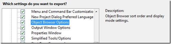 Exporting Object Browser settings