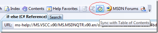 Sync with Table of Contents button