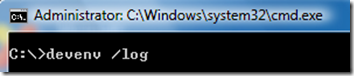 command line devenv /log