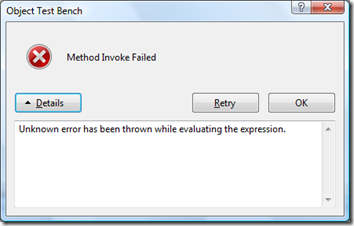 Method Invoke Failed message box