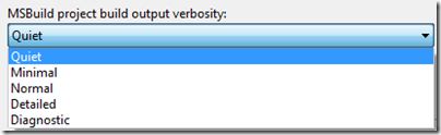 MSBuild project build output verbosity options