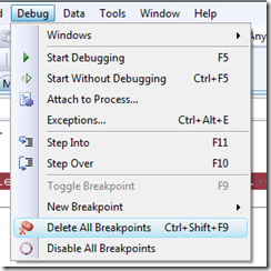 Debug - Delete All Breakpoints