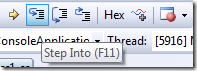 Step Into F11 on Debug Toolbar