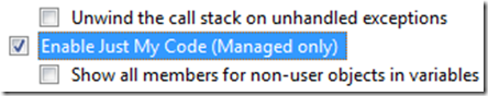 Enable Just My Code