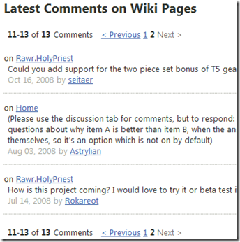 Latest Comments on all wiki pages