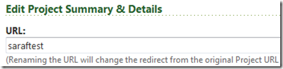 renaming URL on Edit Project Summary and Details 