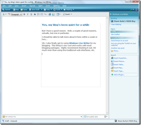 Windows Live Writer Screenshot