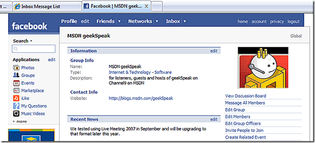 MSDN on facebook