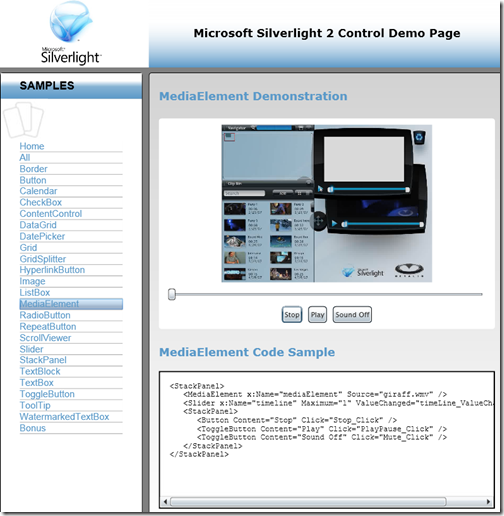 Silverlight controls
