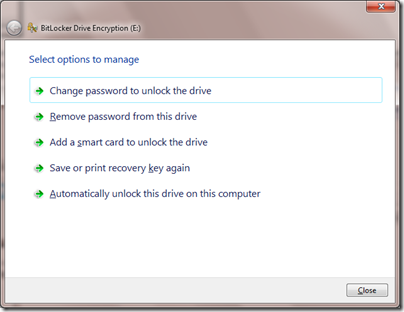 Manage BitLocker options