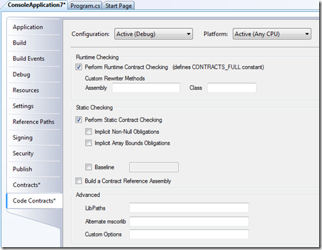 Code Contracts configuration in VS 2008