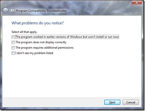 program compability troubleshooter