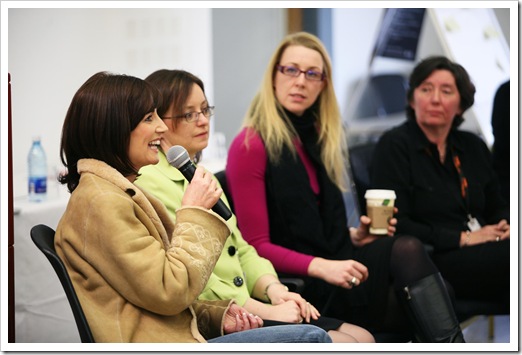 LORRAINE KEANE, CAROLINE CASEY AND SENIOR BUSINESS WOMEN ADDRESS MICROSOFT EMPLOYEES ON MEANING OF SUCCESS Dublin, 12th March 2008 - Two of Ireland's best known women, Lorraine Keane,  Television presenter & Host of TV3's Xposé and Caroline Casey, Social Entrepreneur and Award-winning Business Woman, addressed Microsoft employees on 'success and what it means to me' in a forum hosted at the company's campus today.  In an all female line up, the panel included two of Microsoft's most senior executives, Cathriona Hallohan, Managing Director Microsoft's EMEA Operations Centre and Maura Molloy, Principal Group Manager, Office International, European Development Centre.  All four took part in a debate which included discussions on the value of networking, role models and work-life balance for women today.  Pic shows Lorraine Keane speaking in Microsoft yesterday Wednesday 12-3-08. Pic Maxwells, no fee ENDS For further information please contact: Alison Mills Q4 Public Relations Tel: 01 475 1444 Mob: 086 851 2890