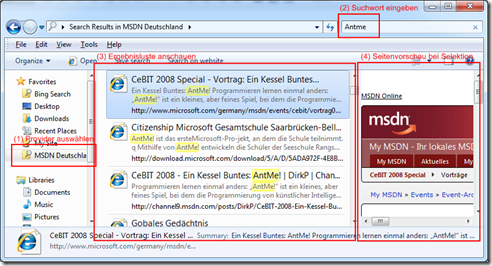 MSDN Suchprovider