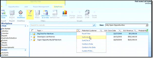 CRM5 Data Filtering