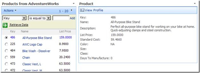 BDC Web Parts on a Page