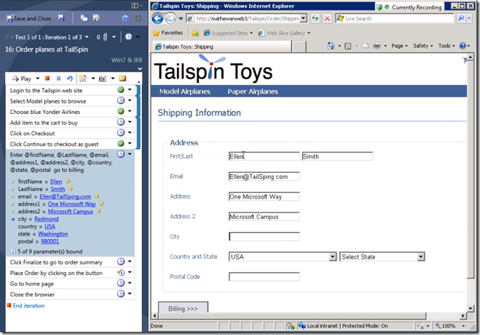 Executing data driven test