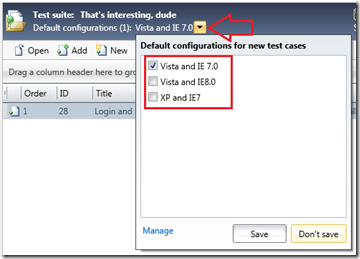 Setting default configs on a test suite