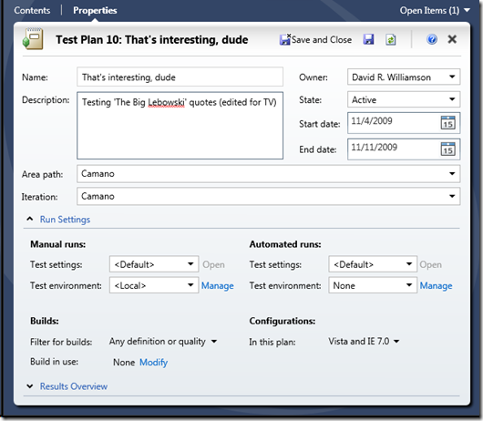 Test Plan Properties