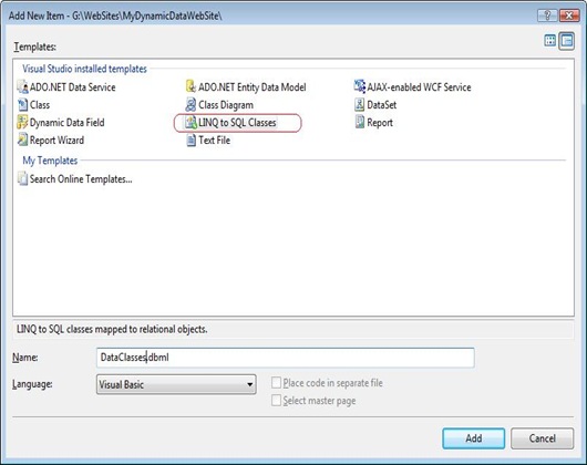 LINQ to SQL CLasses