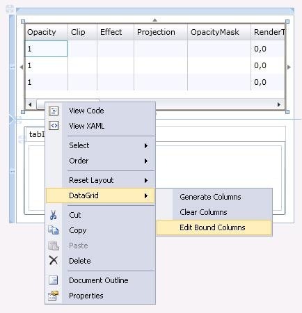 Silverlight DataGrid designer sample