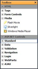 Media category in Toolbox task pane