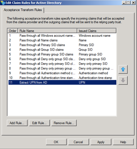 Figure 3 – New rule has been created to extract UPN from AD