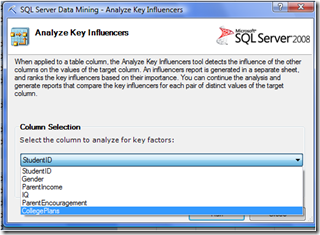 Wizard für Data Mining (Analyze Key Influencer)