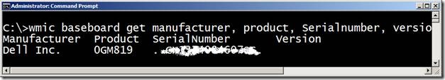 wmic baseboard get <lots of stuff from a physical system>