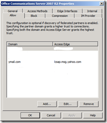 OCS Access Edge 2007 R2 Allow Tab Properties