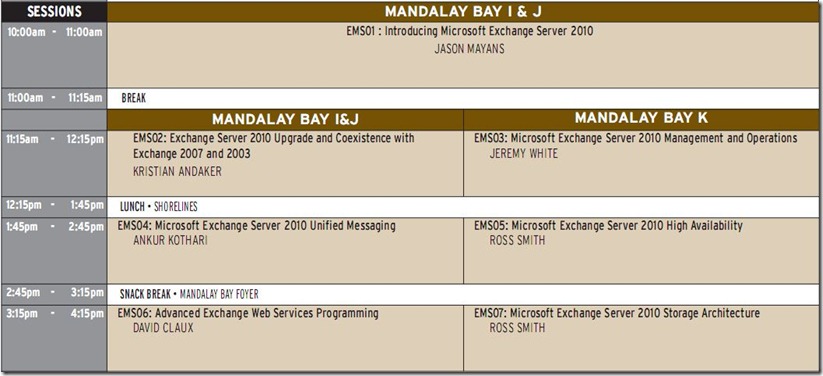 ExchangeConnections2009LasVegasSchedule