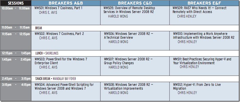 WindowsConnections2009LasVegasSchedule