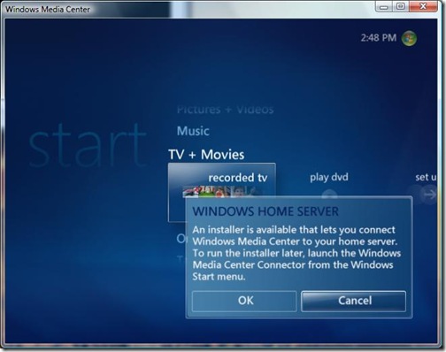 Media Center Home Server Add-in found