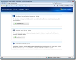 Windows Home Server Connector Setup