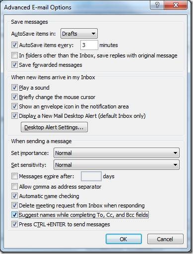 Advanced E-mail Options