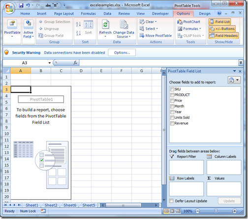 Empty PivotTable 