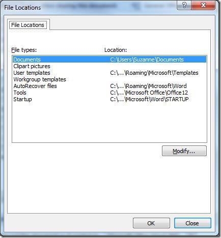 Word File Locations