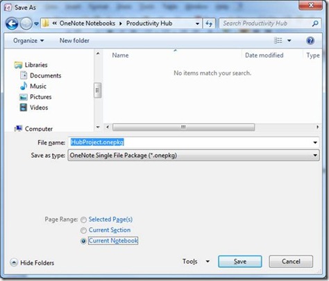OneNote Save As