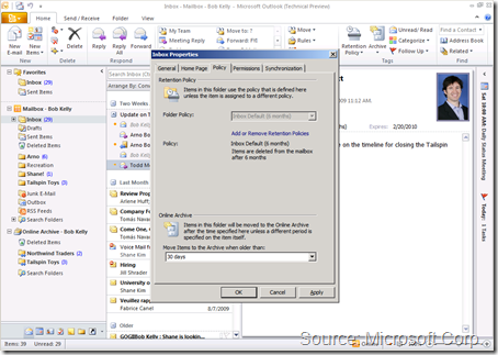 OL2010 Inbox Folder Retention Policy