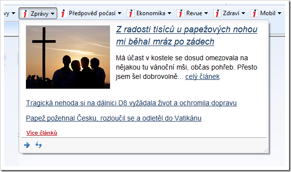 Oblast Web Slice “Zprávy”