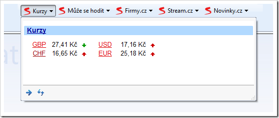 Oblast Web Slice “Kurzy”