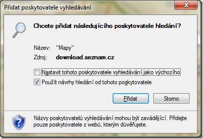 Chcete přidat následujícího poskytovatele vyhledávání 